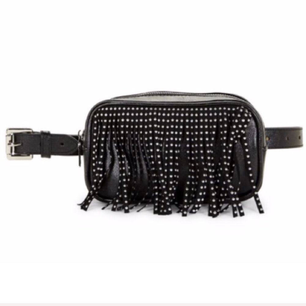 Steve Madden Black Fringe Belt Bag